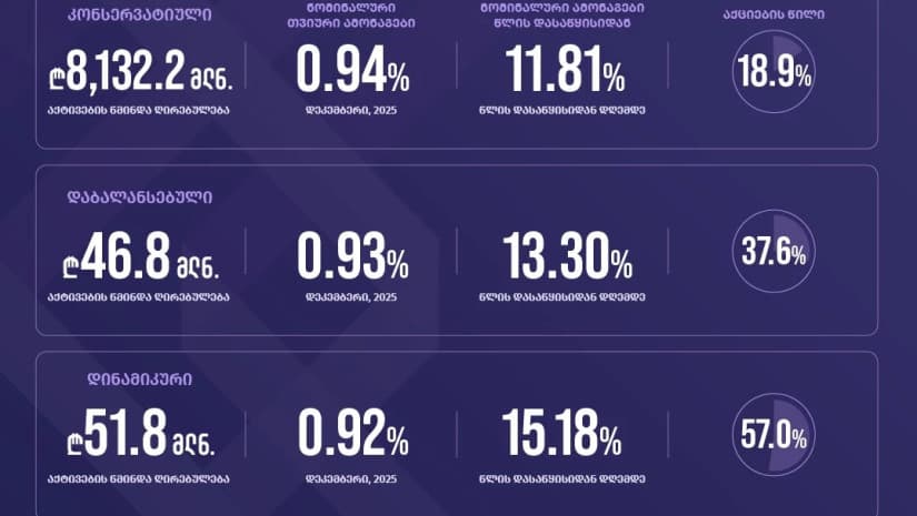 დეკემბრის ბოლოსთვის საქართველოს საპენსიო ფონდის აქტივებმა 8.2 მილიარდ ლარს გადააჭარბა