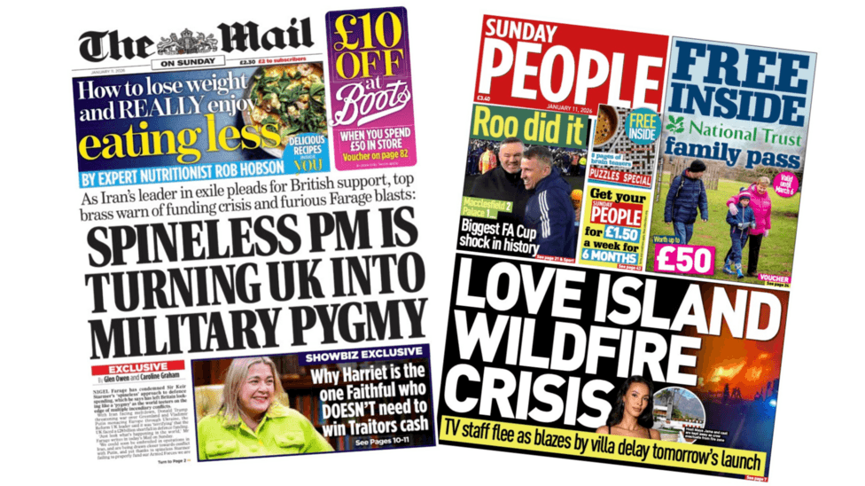 The Papers: UK becoming 'military pygmy' and 'Love Island wildfire crisis'