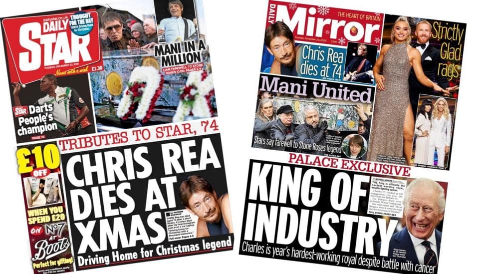 The Papers: 'Chris Rea dies at Xmas' and 'King of Industry'