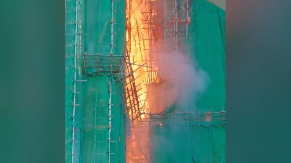Watch: Video shows speed that fire spreads in Hong Kong tower block