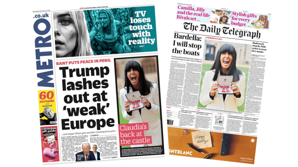 The Papers: Trump says Europe 'weak' and 'faithful servant' Winkleman