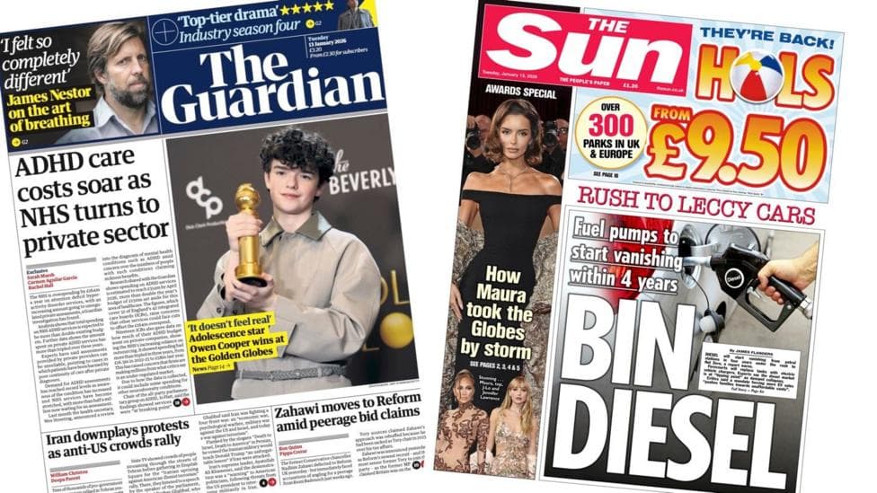The Papers: 'ADHD care costs soar' and 'Bin Diesel'