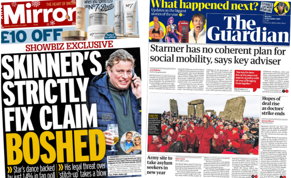 The Papers: 'No coherent plan for social mobility' and Strictly fix claim 'boshed'