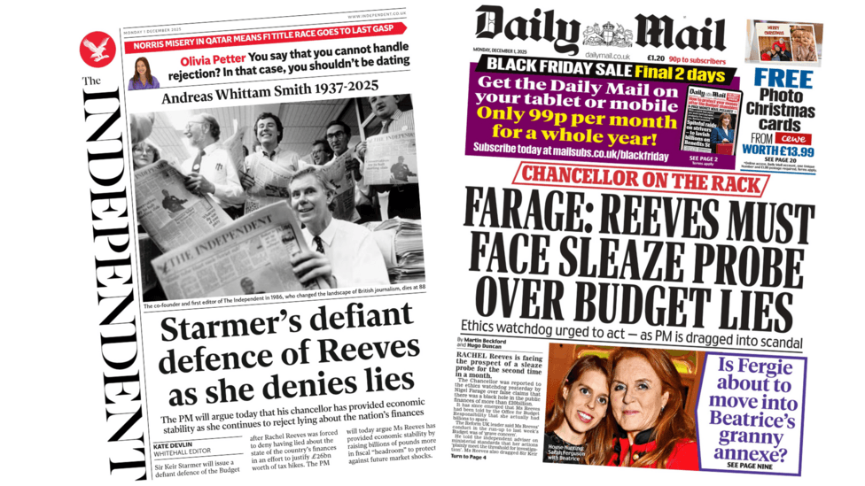 The Papers: Reeves 'denies lies' and 'must face sleaze probe'
