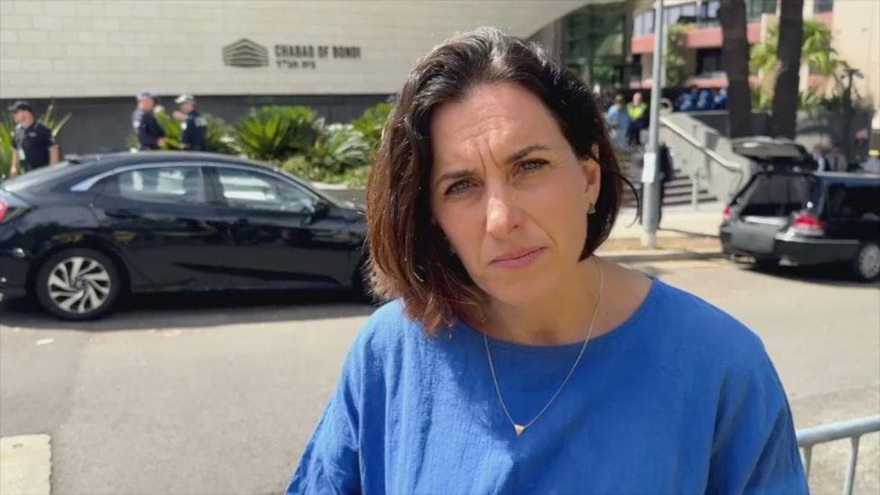 BBC outside Rabbi Eli Schlanger's funeral as Bondi mourners gather