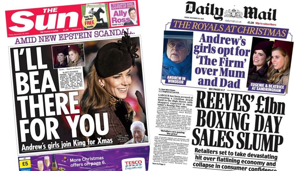 The Papers: 'I'll Bea there for you' and 'Boxing Day sales slump'