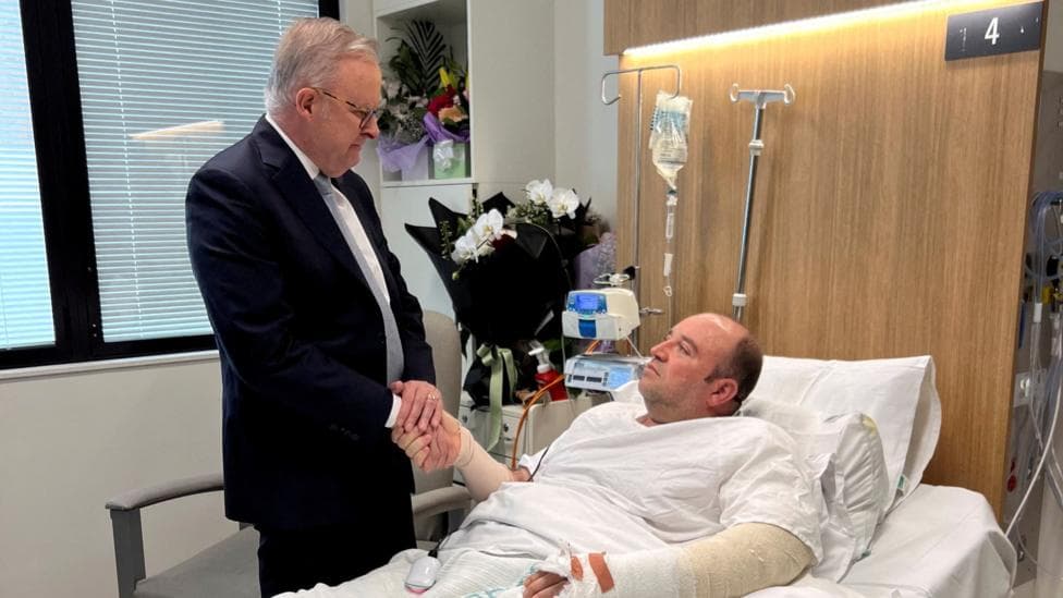 Australian PM praises 'inspirational' Bondi hero on hospital visit