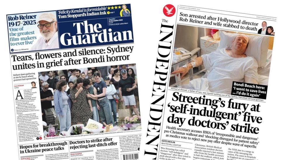 The Papers: 'Tears, flowers and silence' in Bondi and 'Streeting's fury'