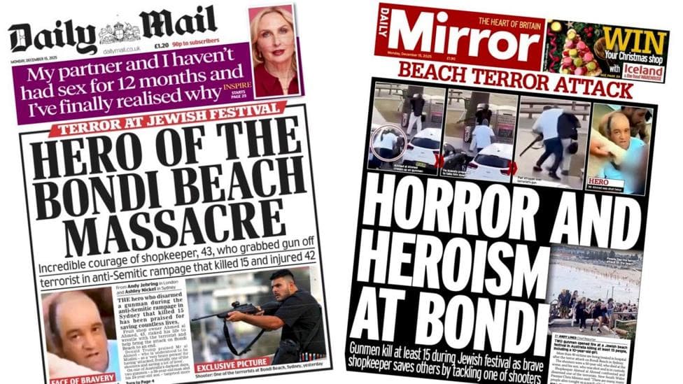 The Papers: 'Horror and heroism' at Bondi Beach